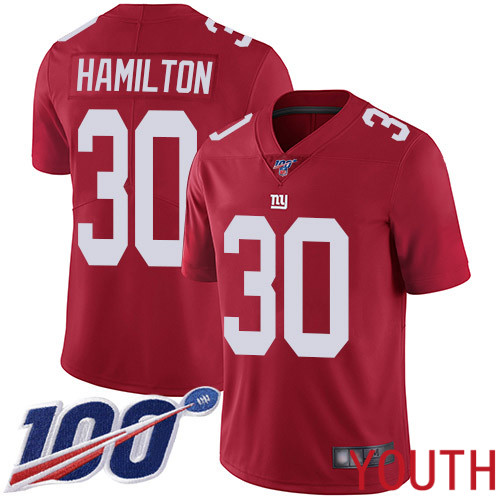 Youth New York Giants #30 Antonio Hamilton Red Limited Red Inverted Legend 100th Season Football NFL Jersey->youth nfl jersey->Youth Jersey